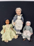CREOLE OF HOUSE OF LLOYD AND ASHLEY BELLE GRANNY DOLLS PORCELAIN PLUS OLD RESIN DOLL