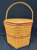 Vintage 1997 Longaberger Basket, with lid, plastic liner