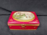Antique Limoges France Porcelain Box with Painted Scene
