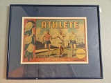 Vintage Framed, Matted Sunkist Athlete Fruit Crate Label