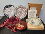 Asian grouping including FOO DOG lacquer box, bradford Exchange Plate and more