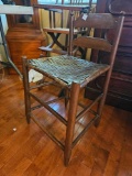 Antique Vanity or sewing Chair, woven seat, 27