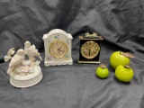 Lots of to Relax, includes Table Clocks, ceramic apples, Songbird Music box