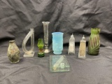 Glass Grouping includes Vases, S and P Shakers