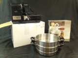 TRIO OF KITCHEN ITEMS INCLUDING THREE SECTION CONDIMENT SERVER