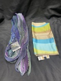 Set of Vintage Scarves, Talbots, Handmade Silk Shibori, St Augustine, FL Artist