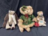 Set of 3 Vintage Plush Bears, Boyds, Bearington
