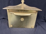 Vintage Late 20th Century Gold Solid Brass Mailbox Wall Mounted With Lock