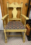 Vintage Upholstered Twisted Wooden Chair