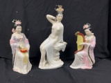 3 Vintage Japanese Geisha Ladies, porcelain