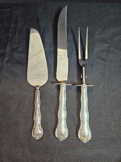 3 pc. Gorham Rondo Sterling Silver Carving, and Cake pie server