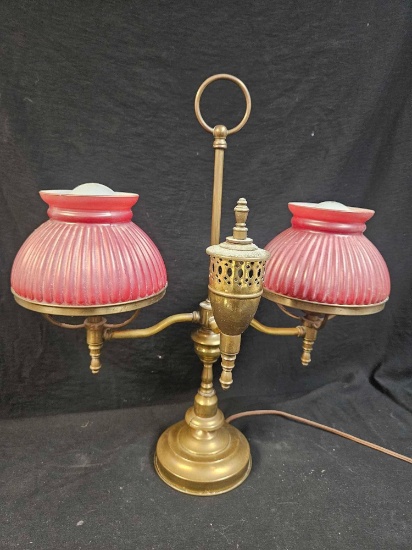Vintage Victorian Style Brass Double Armed Electric Desk Lamp