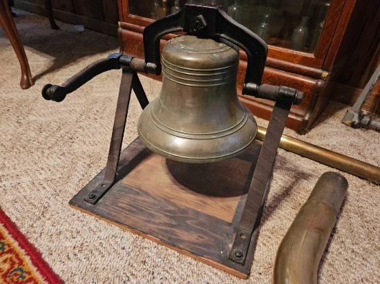 Large BRASS Bell With Handle, Troy New York
