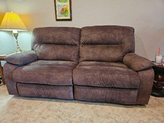 NICE MICROSUADE DOUBLE RECLINING COUCH
