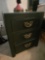 1 of 2 BRASS HANDLED THREE DRAWER BEDSIDE TABLE