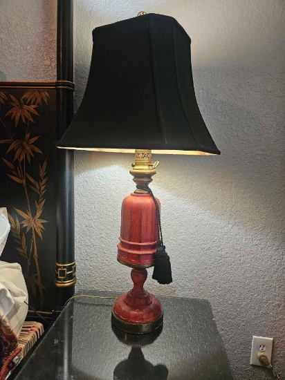 1 of 2 MATCHING BEAUTIFUL ORIENTAL STYLE TABLE LAMPS HEAVY, WITH ASIAN FINIALS
