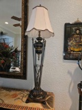 (1 of 2) Impressively Tall 3 Way Lighted Foyer Table Lamp, Ornate