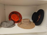 GROUP OF VINTAGE LADIES HATS INCLUDING OLD COUNTY ROAD NEWS BOY STYLE AND WIDE RIMMED