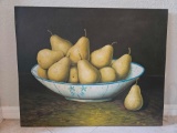 Stretched Canvas Wall Art, Still Life, Pears in Bowl