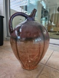 Very Nice Orange and Purple Pottery Piece with Pitcher Spout