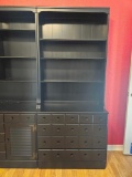 2 Piece Ethan Allen Cabinet bookshelf, Apothecary-Look Bottom Cupboard