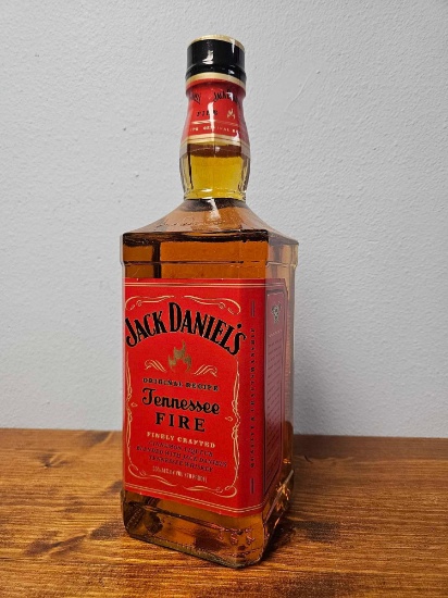 Sealed Jack Daniels Tennessee Fire Whiskey Bottle with Contents 1.75 L