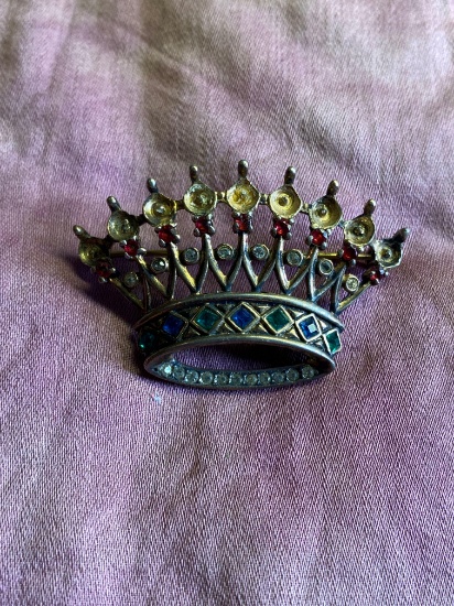 Rare Trifari Sterling Crown pin Brooch