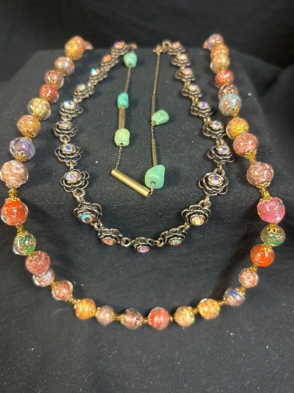 Vintage Necklaces - One glass beads, One Primrose