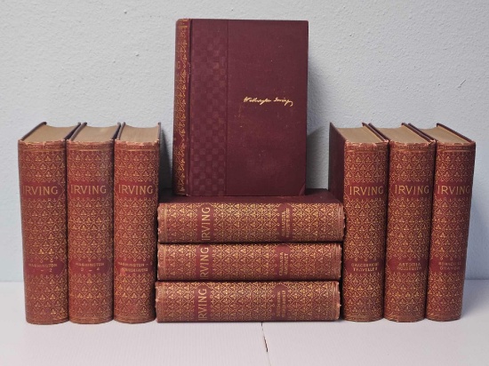 EXTREMELY RARE! 10 Volumes of THE WORKS OF WASHINGTON IRVING, Knickerbocker's Edition, 1880's