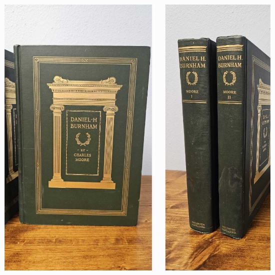 Daniel H. Burnham Leatherback Volumes 1 and 2 Set,by Charles Moore.Copyright 1921
