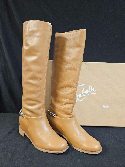 CHRISTIAN LUBITON LEATHER BOOTS, IN BOX