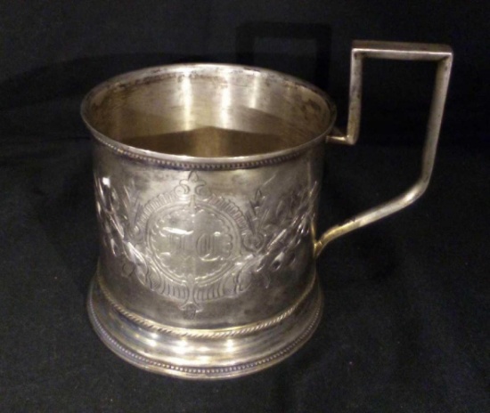 Tea Glass-Holder, Silver, 84 Standard, 3.7 oz, Early 1900s? Moscow, Russia?