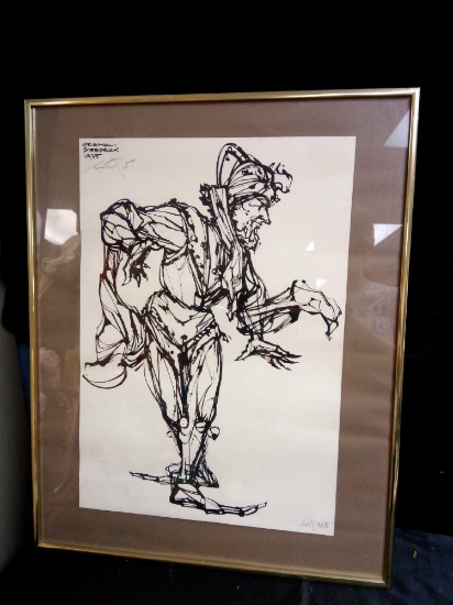 ORIGINAL SIEBRUCK (SCREEN PRINT) OF COURT JESTER FIGURE 1975 SIGNED AND NUMBERED