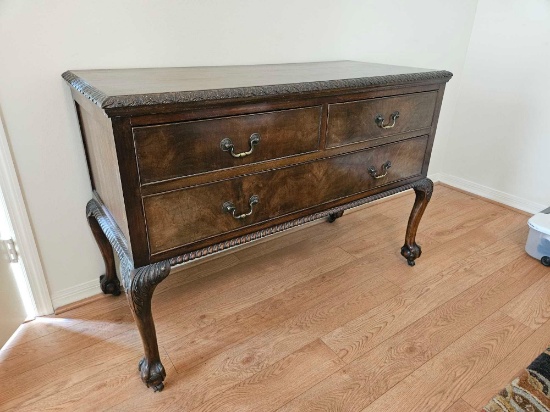 1 of 2 ANTIQUE Ball and Claw foot, 3 Drawer DRESSER