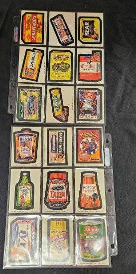 (36) TOPPS CHEWING GUM STICKERS, PRESERVED IN SLEEVES