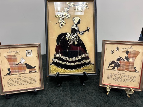 Trio of Vintage Silhouettes including Smith Frederick Reverse Paintings