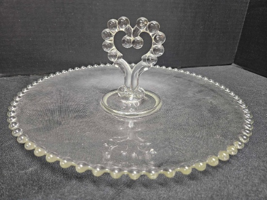 Vintage Imperial Glass Candlewick Center Handled Pastry Tray