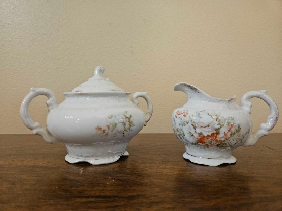 Antique Sugar and Creamer Pitcher, Lovely!