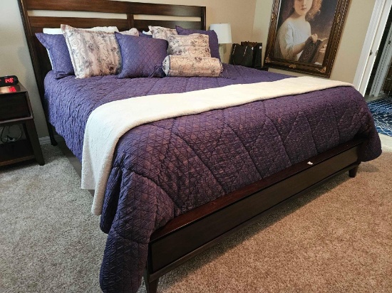 Handmade, One-of-a-kind King Size Bed Set, Purple and Ivory. LOVELY!