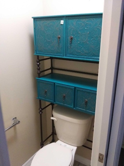 Turquoise Embossed Floral Bathroom Space Saver