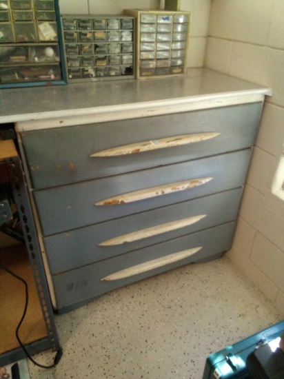 four drawer wooden Carpenters dresser / cabinet
