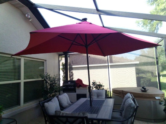 Extra Large Red Rectangular Patio Umbrella, Good Condition