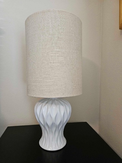 1 of a Pair White Petite Bedside Lamp