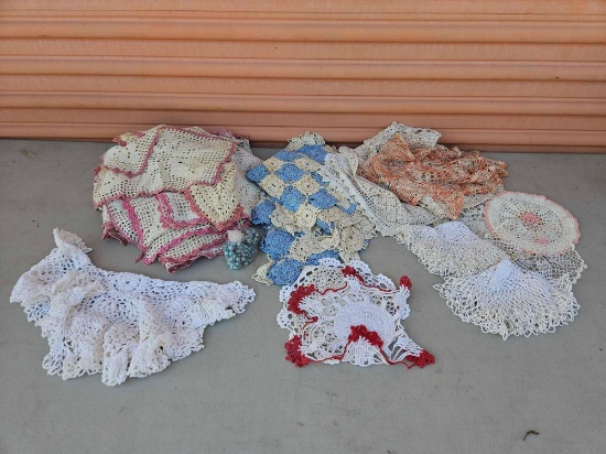 Large collection Vintage crochetted Doilies