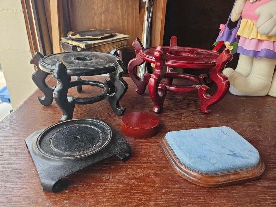 PAGODA STYLE POTTERY AND SCULPTURE STANDS