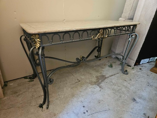 Glass/Marble look Wrought Iron Credenza / Entryway Table