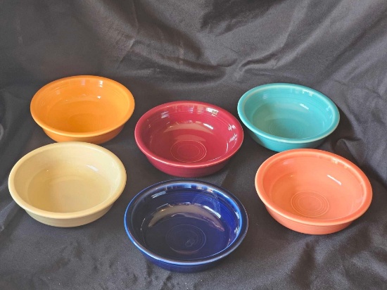 (6) FIESTAWARE SOUP BOWLS HLC, ALMOST 7 IN.