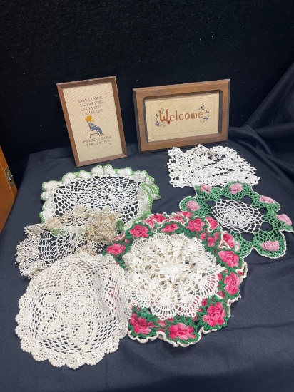Vintage Doilies and Cross-stitch embellishments