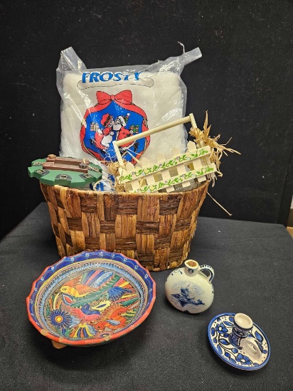 Grass woven basket full of goodies