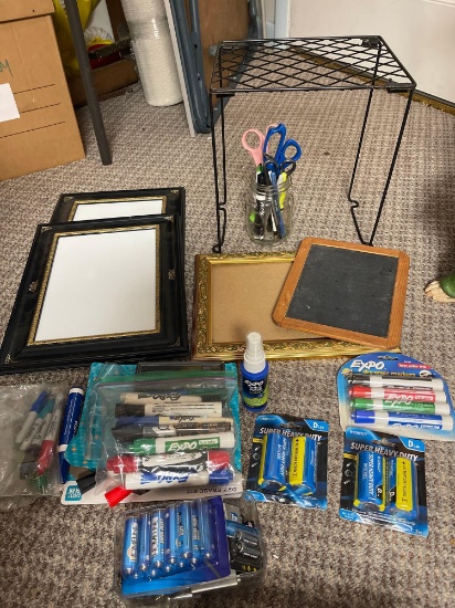 Office Supplies, dry erase boards, markers, batteries, scissors